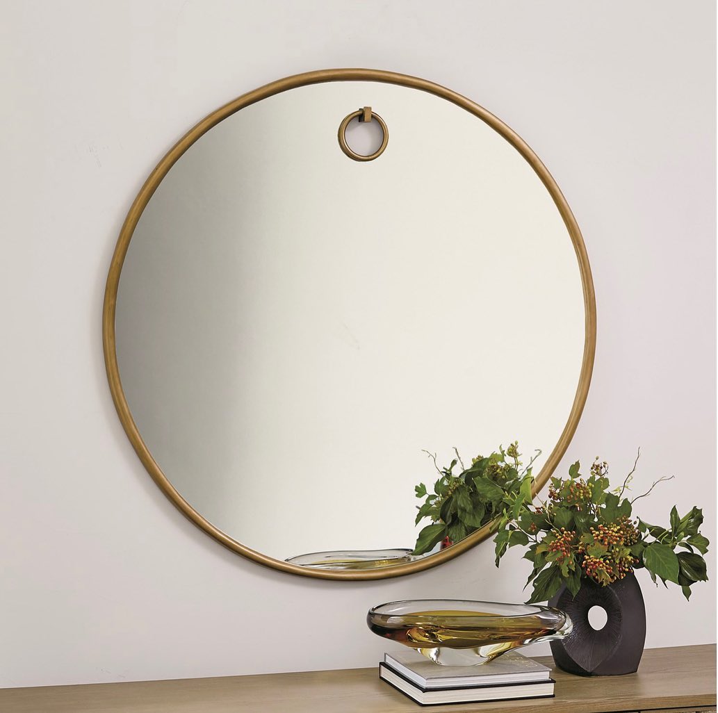 Exposed Mirror in Antique Brass